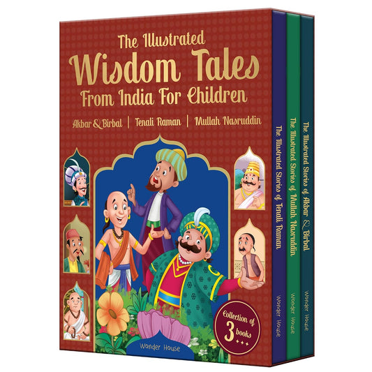 The Illustrated Wisdom Tales From India For Children (Boxed Set Of 3 Books)-Tenali Rama |Akbar And Birbal | Mulla Nasruddin Collection Of 3 Books (Illustrated Story Books)