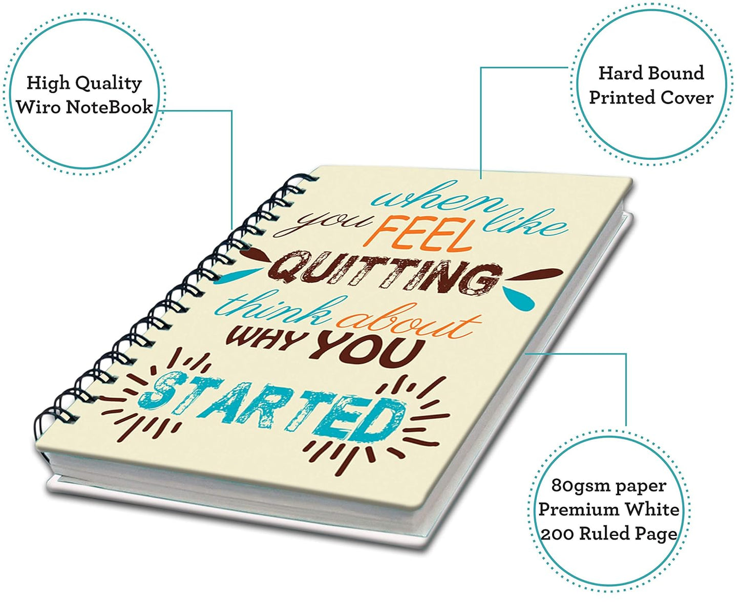 AccuPrints wiro Hard bound Size -A5 (6 by 9 inch) Notebook Diary Ruled 200 pages-Notebook Diary (Multicolor)