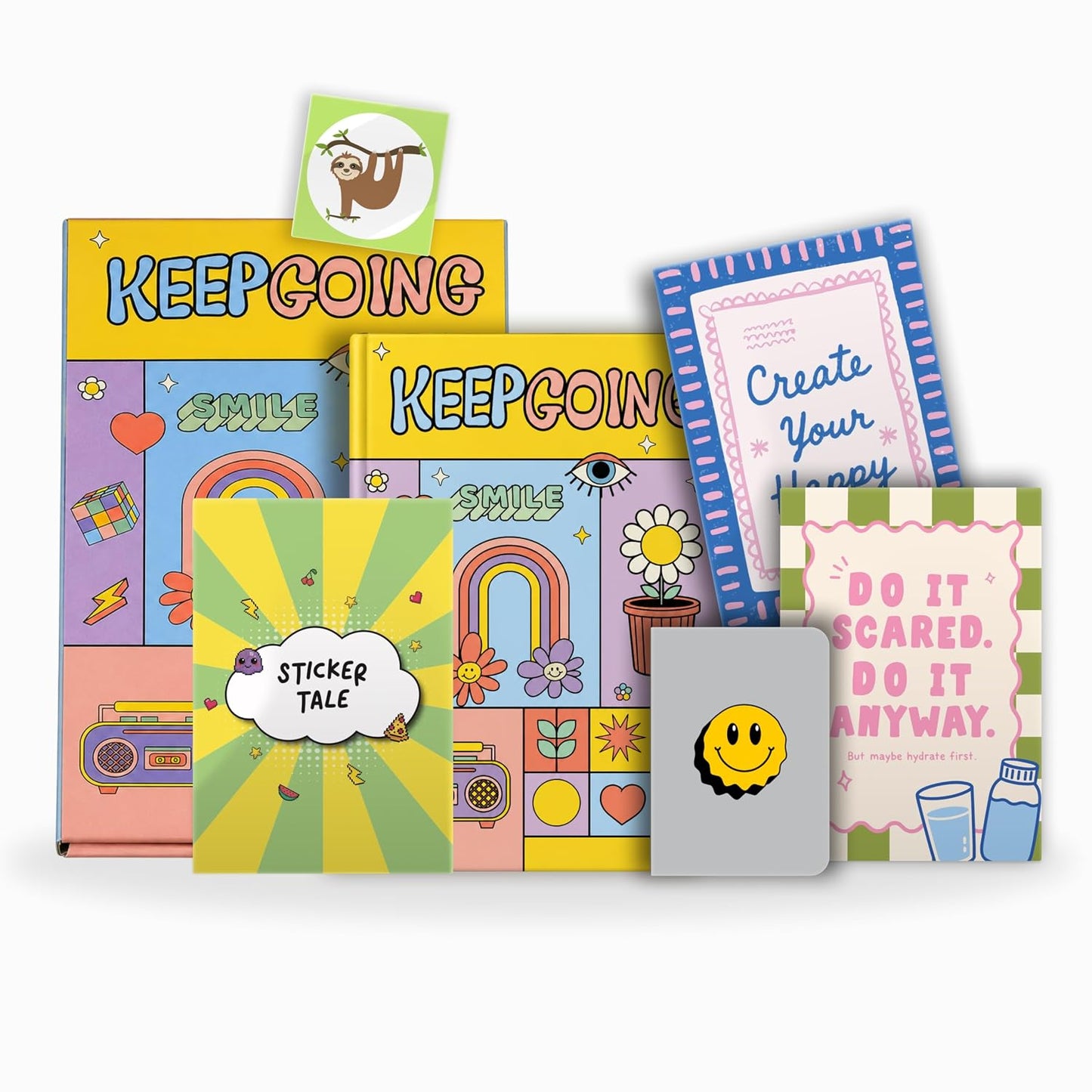 KALP Undated Daily Journal Planner KIT with Pocket Diary, 2 Posters, 300+Stickers, Magnetic Bookmark - Hard Bound, 80 GSM - 272 pages, 52 Weekly Spreads, Monthly View, Habit & Budget Tracker (RETRO)